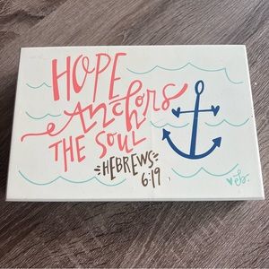 Hope Anchors The Soul - Beach Bathroom Wood Box  Decor 6x9x2